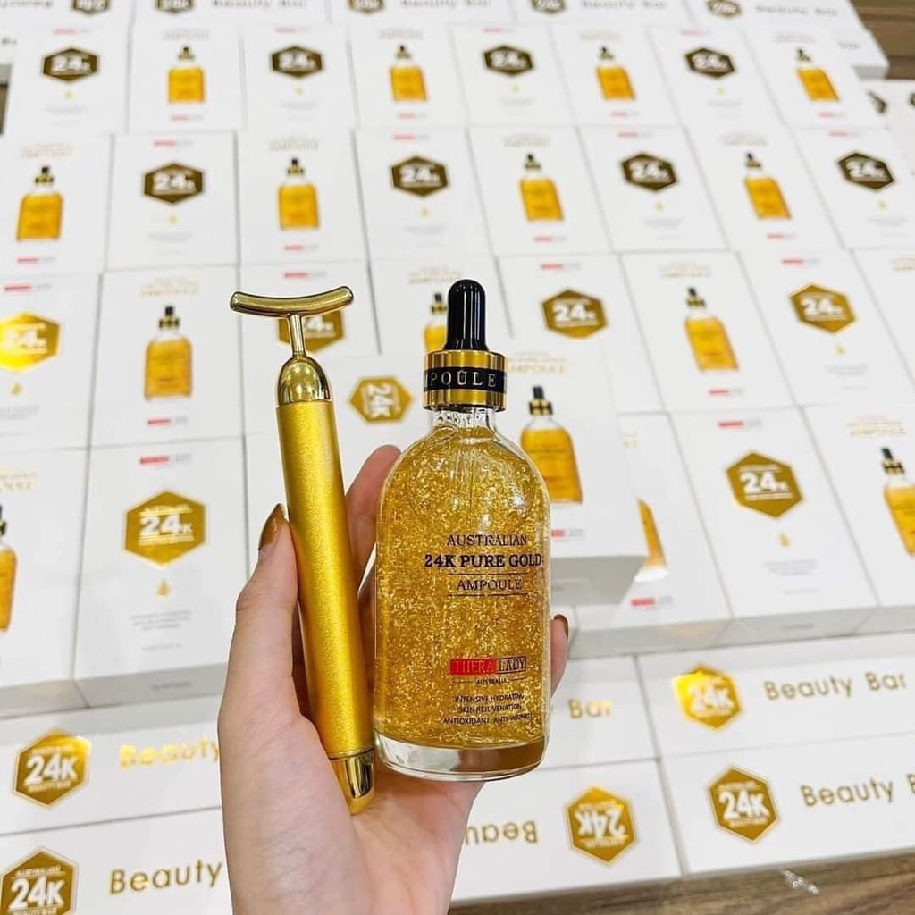 Serum Tinh Chất V Àng 24k  Ngăn Chặn Quá Trình Lão Hóa Da, Cải Thiện Các Nếp Nhăn Tặng Kèm Thanh Lăn