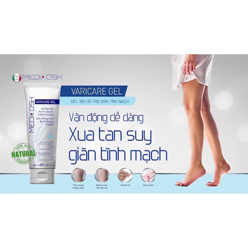 Kem chăm sóc tĩnh mạch chân, hỗ trợ suy giãn tĩnh mạch Medicosh Varicare Gel