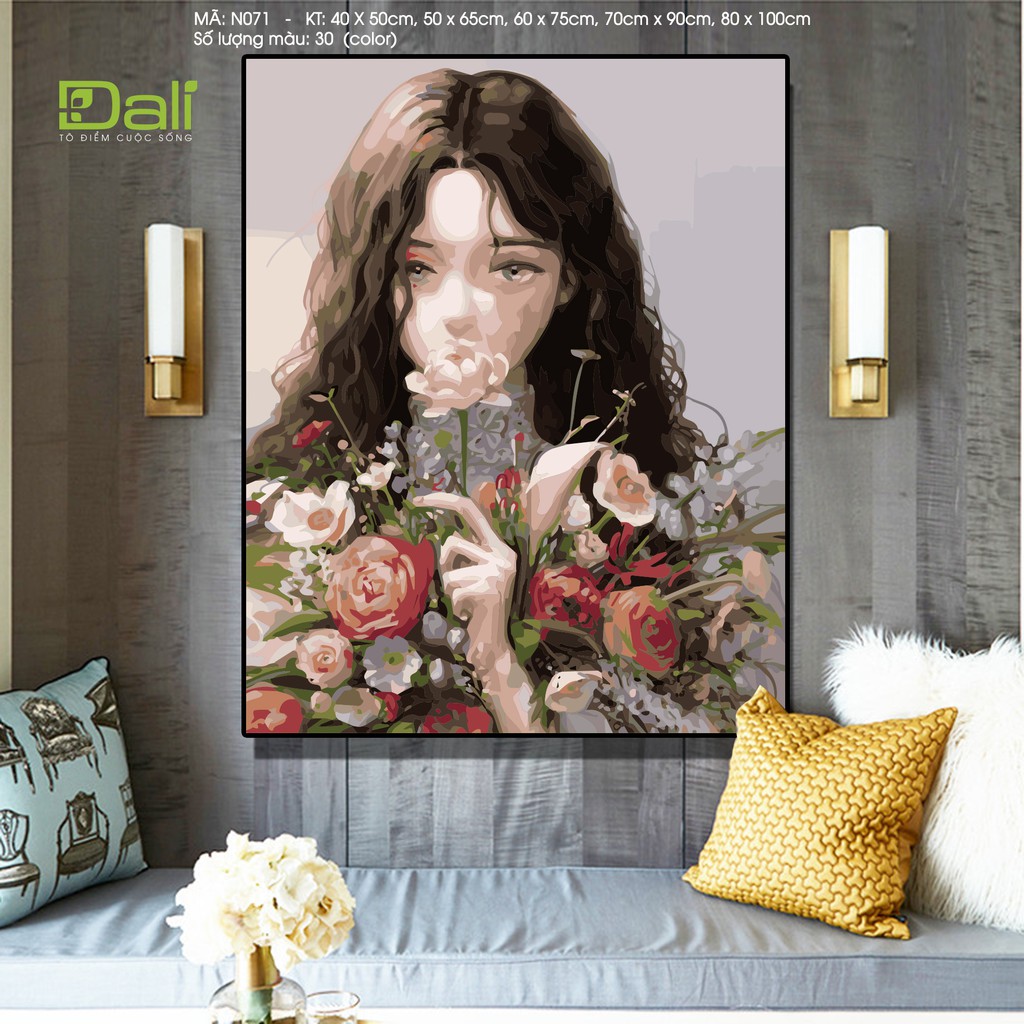 Tranh Sơn Dầu Số Hóa Cô Gái Tự Tô Màu Theo Số N071 Kích Thước 40x50 | BigBuy360 - bigbuy360.vn
