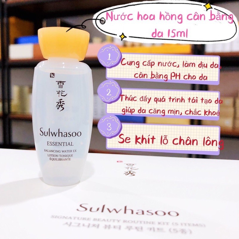 Nước Hoa Hồng Sulwashoo Essential 15ml dưỡng ẩm nâng cơ