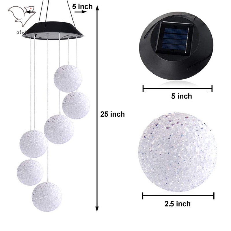 Đèn LED Treo Trần Nhà Bóng Tròn Năng Lượng Mặt Trời Nhiều Màu Sắc Trang Trí Ngoài Trời