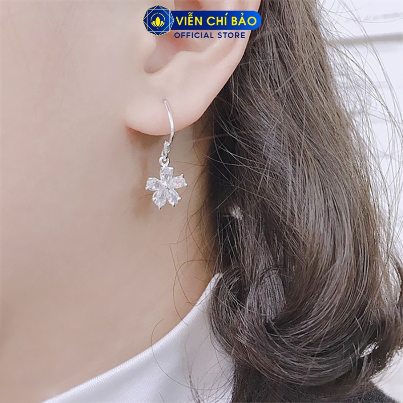 Bông tai bạc nữ Hoa Anh Đào chất liệu bạc 925 thời trang phụ kiện trang sức nữ thương hiệu Viễn Chí Bảo B400497