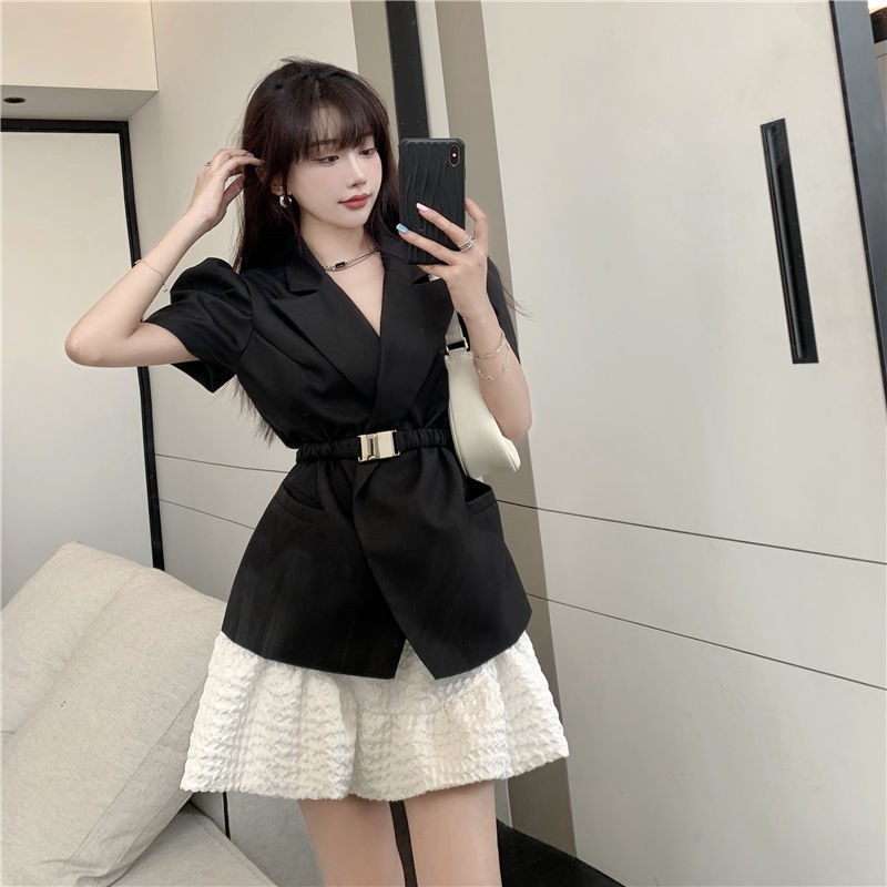 Bộ Áo Khoác Suit + Chân Váy Lưng Cao Xinh Xắn Dành Cho Nữ 2021