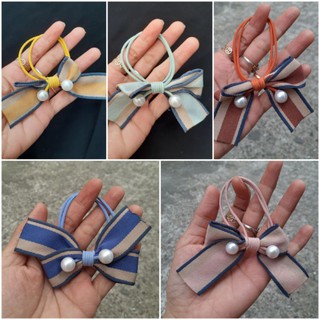 Dây cột tóc nơ phối 2 hạt siêu xinh (được chọn màu)