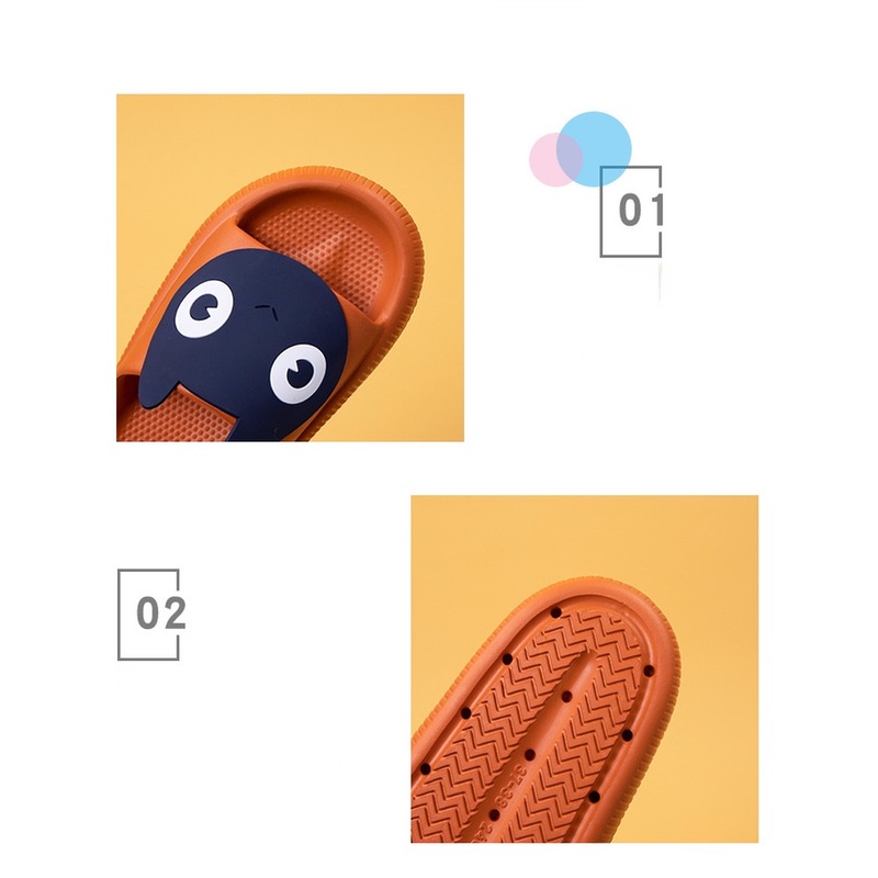 Dép Quai Ngang Đế Mềm Hình Mèo Đen Mắt To Dễ Thương