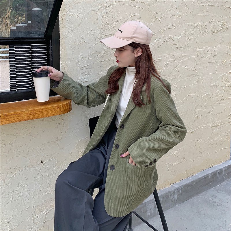 (3 Mẫu)Ảnh thật 3 hình cuối-Áo blazer nhung mùa thu thời trang Ulzzang | BigBuy360 - bigbuy360.vn