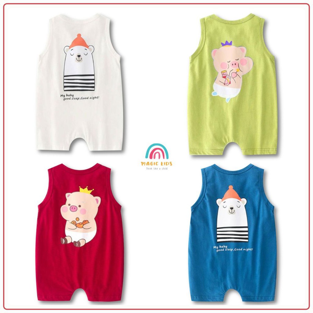 Bộ bodysuit cotton ba lỗ hình dáng ngộ nghĩnh cho các bé - MAGICKIDS