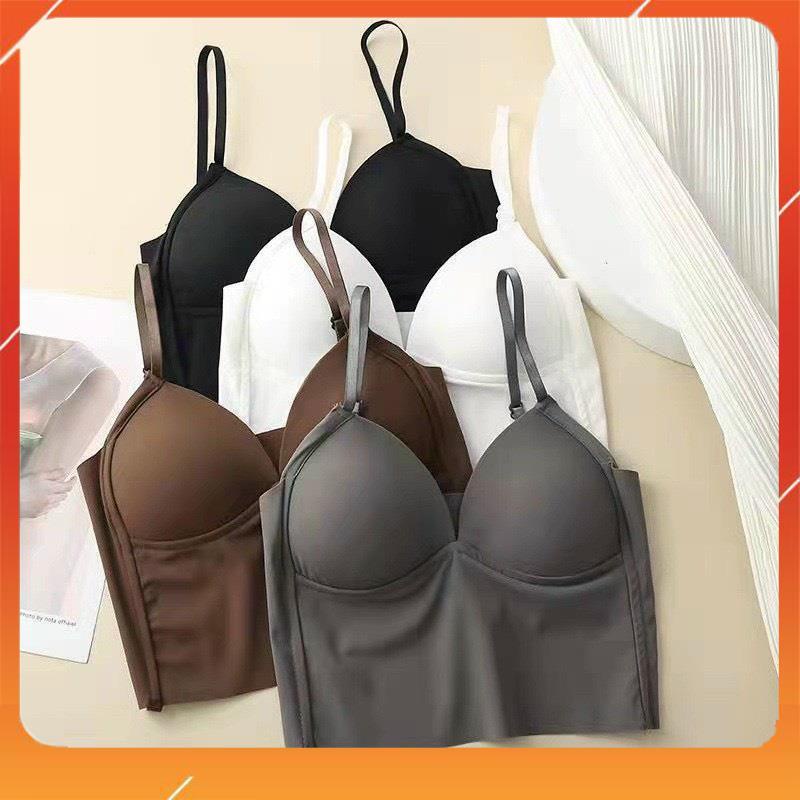 Áo bra cotton cao cấp có đệm mút cố định kiểu dáng 2 dây cup ngực mix được mọi loại trang phục