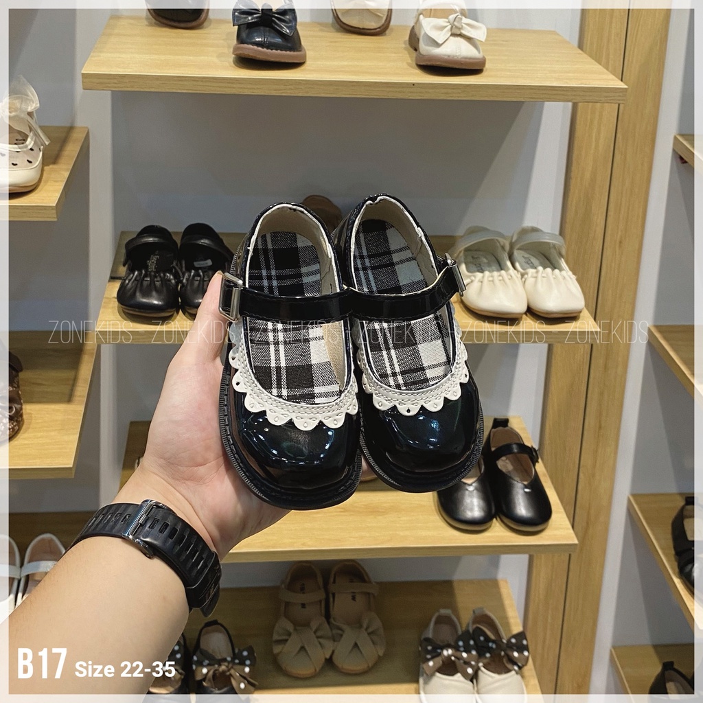 Giày da bóng phối viền họa tiết cho bé gái Zonekids - B17