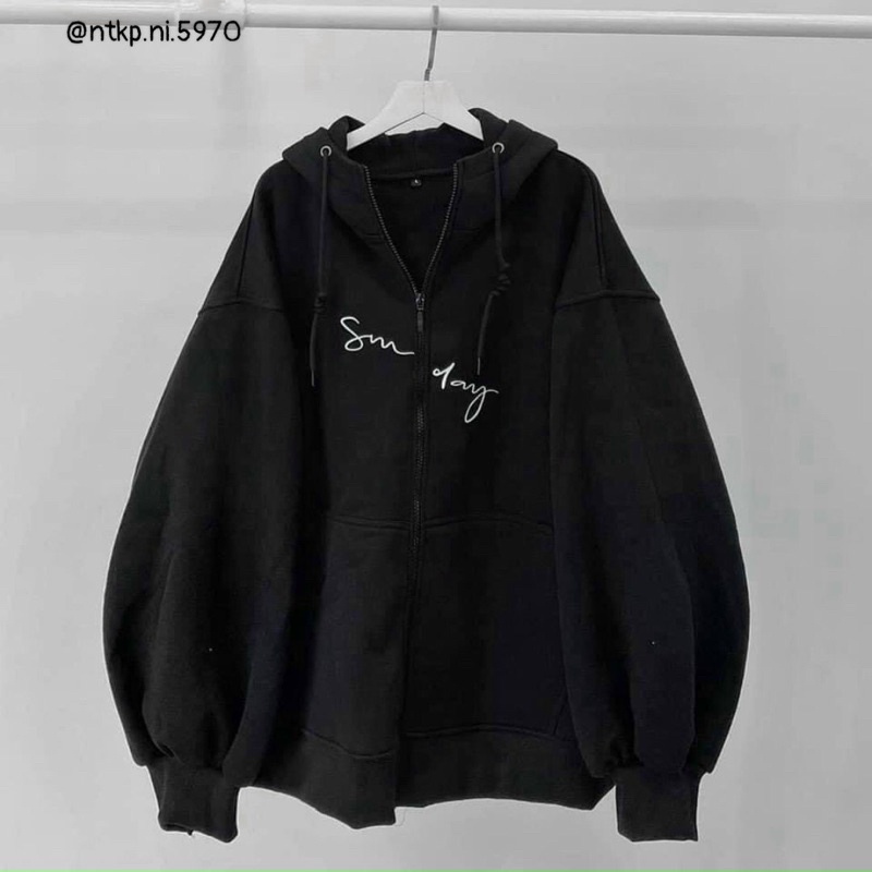 Áo khoác Nỉ ngoại cao cấp có nón dây kéo form rộng cánh dơi trơn - C2A someday ALOHASHOP91