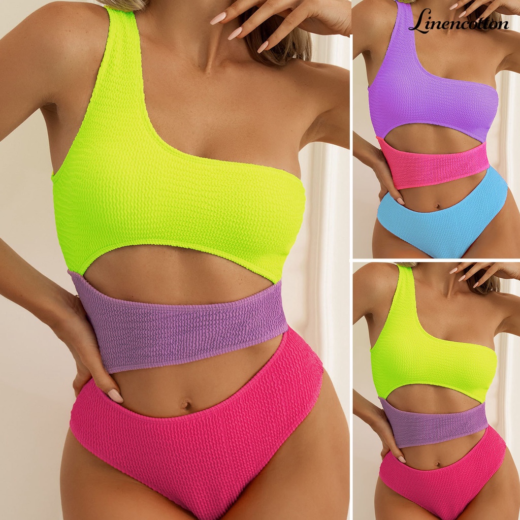 Bộ Bikini Một Mảnh Phối Màu Tương Phản Thời Trang Quyến Rũ Cho Nữ