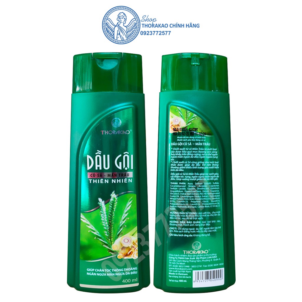 Dầu Gội Củ Sả Mần Trầu 400ml Thorakao giúp sạch gàu, cải thiện tóc rụng, đẩy lùi tóc bạc sớm