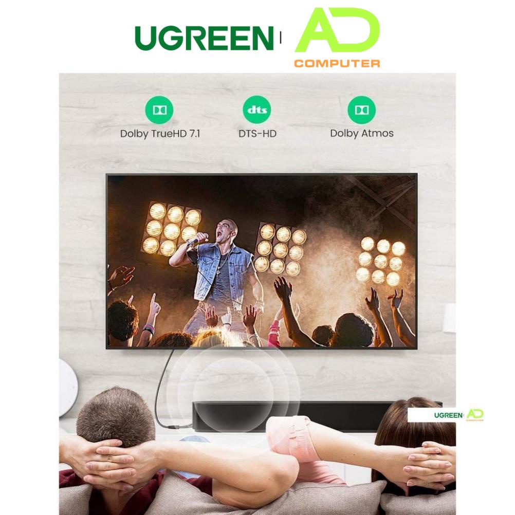 Cáp HDMI 2.1 hỗ trợ 8K/60Hz dài 1-3m UGREEN HD140 - Hàng phân phối chính hãng - Bảo hành 18 tháng
