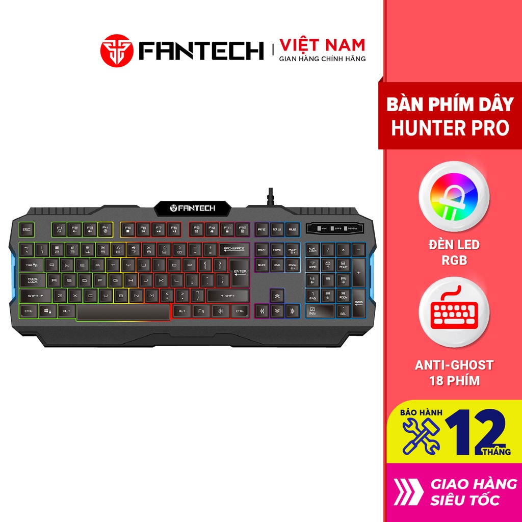 Bàn Phím Gaming Có Dây Fantech K511 HUNTER PRO Rainbow Backlit LED 19 Phím Anti Ghosting - Hãng Phân Phối Chính Thức