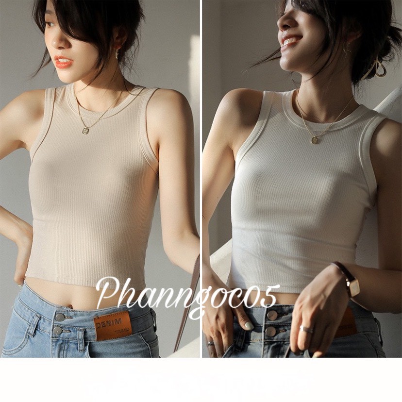 Áo Ba Lỗ Nữ Xuất Khẩu Dáng Croptop Cotton Tăm Siêu Mềm Mịn