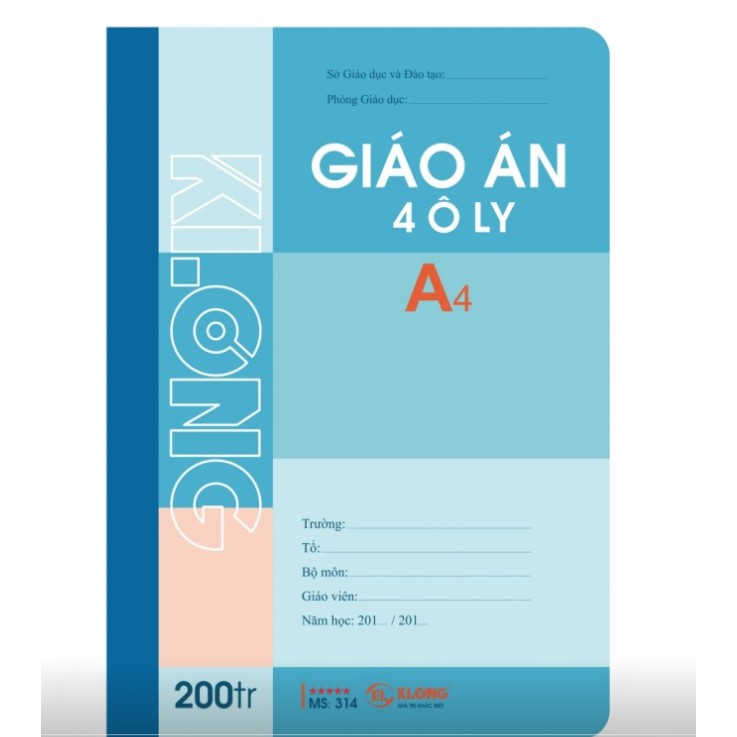 Sổ giáo án 4 ô ly A4 Klong siêu rẻ