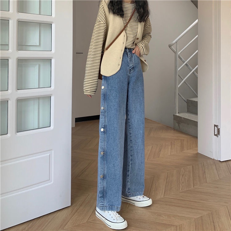 Quần Jean Nữ Ống Rộng Lưng Cao Plus Size