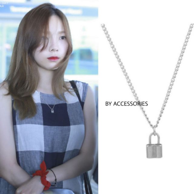 Dây chuyền titan xích phối mặt ổ khóa nhỏ ko gỉ Taeyeon SNSD