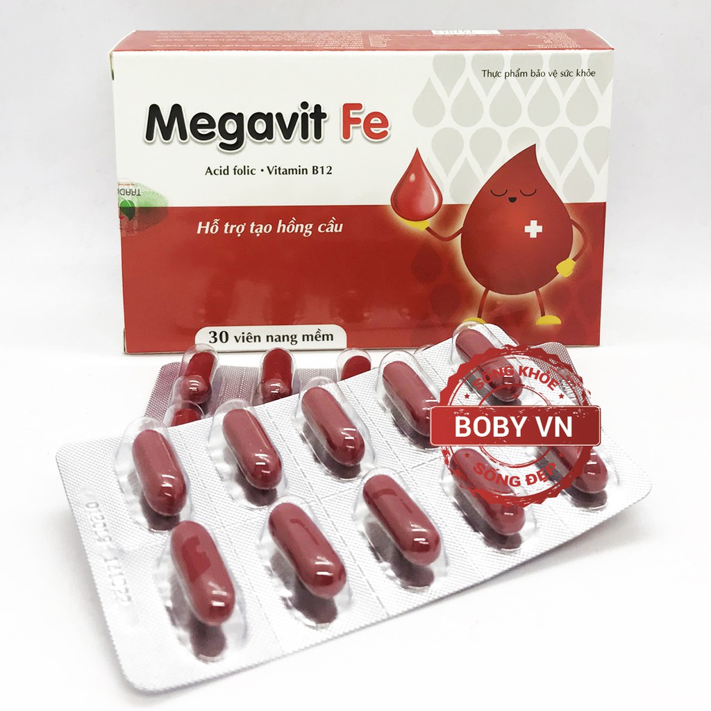 Megavit Fe - Sắt viên bổ sung Acid folic và Vitamin B12 (30 viên nang mềm)