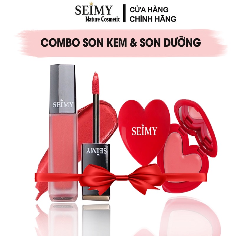 Combo Son kem và Son dưỡng Seimy| Kháng nước bền màu lâu trôi, giúp dưỡng môi