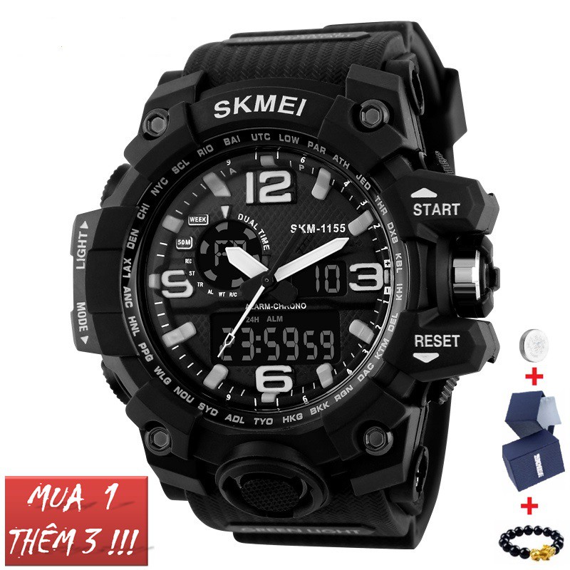 Đồng hồ nam Skmei 1155 dây cao su mặt tròn kiểu dáng thể thao | BigBuy360 - bigbuy360.vn