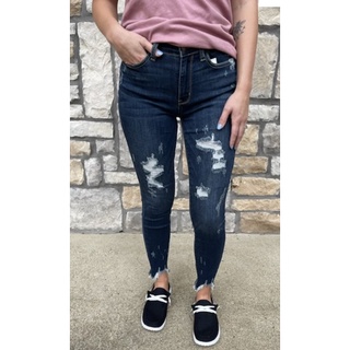 Quần jean nữ tua rách gấu judy blue xk