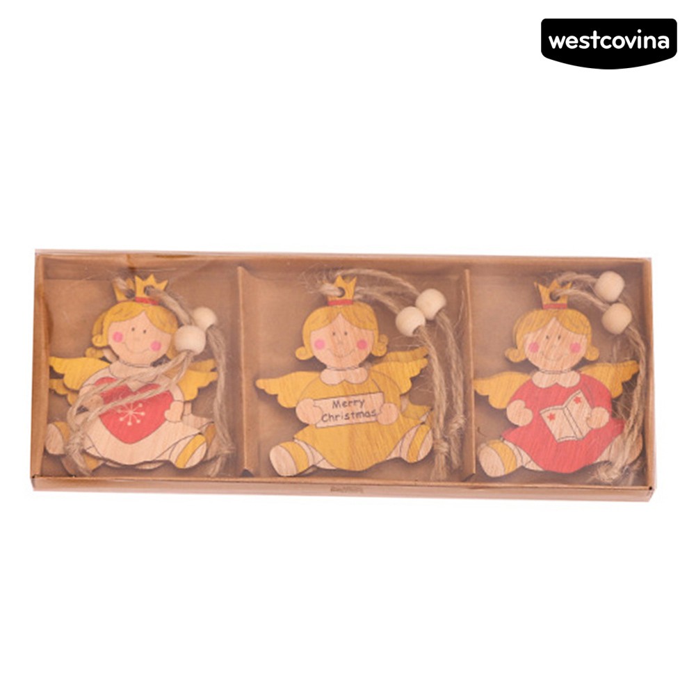 Set 6 dây treo bằng gỗ trang trí cây thông giáng sinh