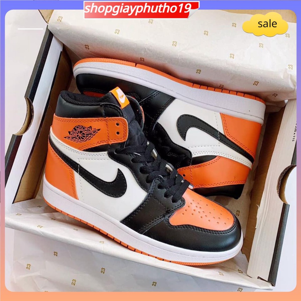 ✅shopgiayphutho19✅Giày thể thao Jodan 1 cam đen cao cổ, Giày JD cam cao nam nữ siêu hot 2021 [ Full Box Bill ]
