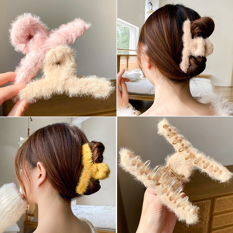 Kẹp Tóc Đính Lông Nhung Kiểu Dáng Hoạt Hình Dễ Thương Xinh Xắn Cho Nữ