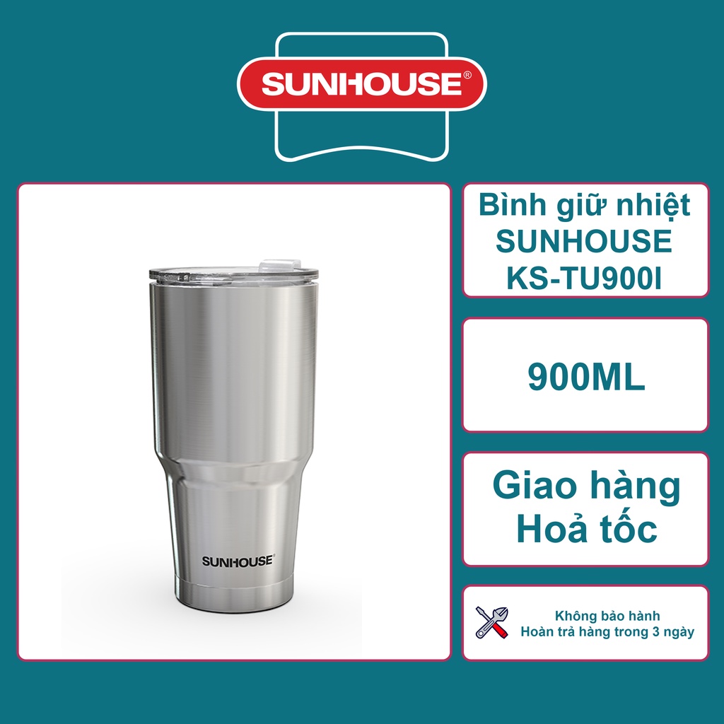 Bình giữ nhiệt inox 304 900ml SUNHOUSE KS-TU900I - Hàng chính hãng