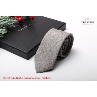 [ NHIỀU MẪU] Cavat Hàn Quốc bản nhỏ (6cm) - Cavat xám họa tiết cao cấp Full box