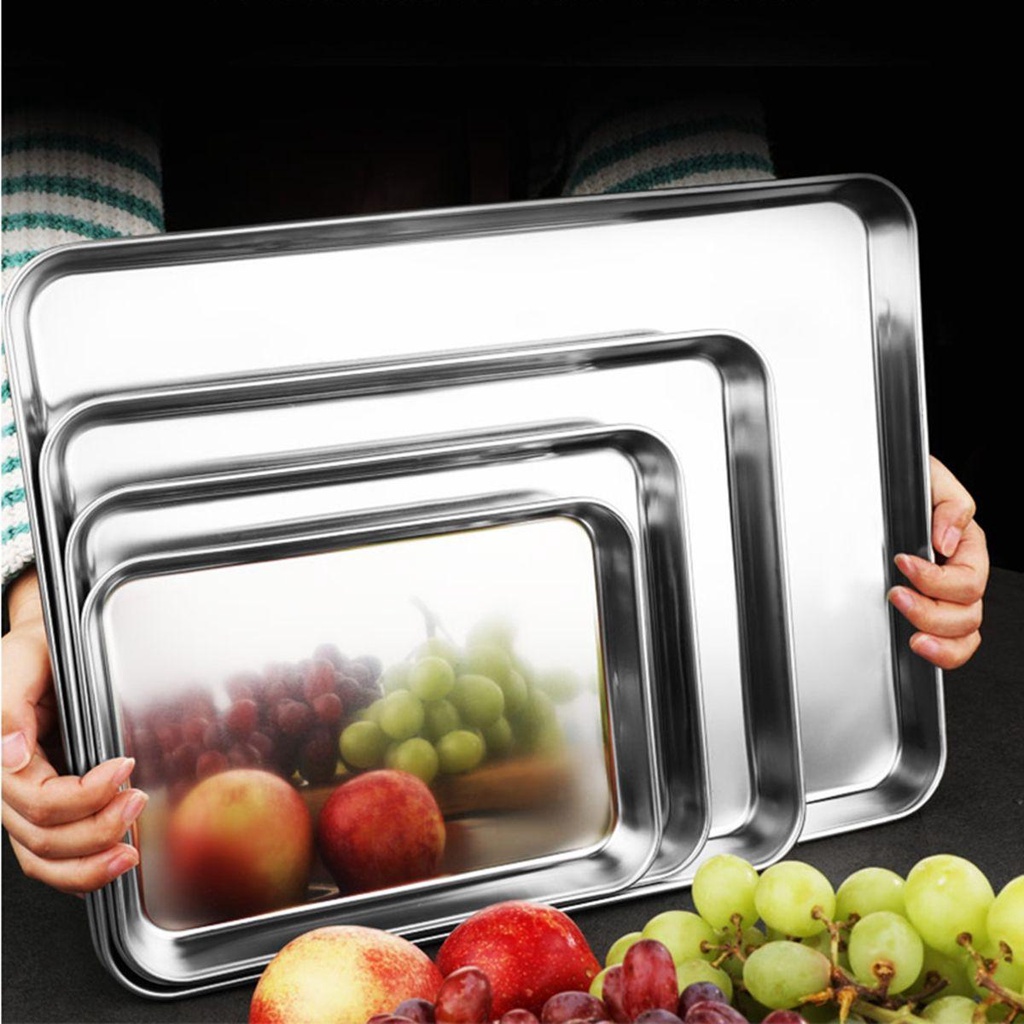 Khay Nướng Bánh Hình Chữ Nhật Bằng Thép Không Gỉ