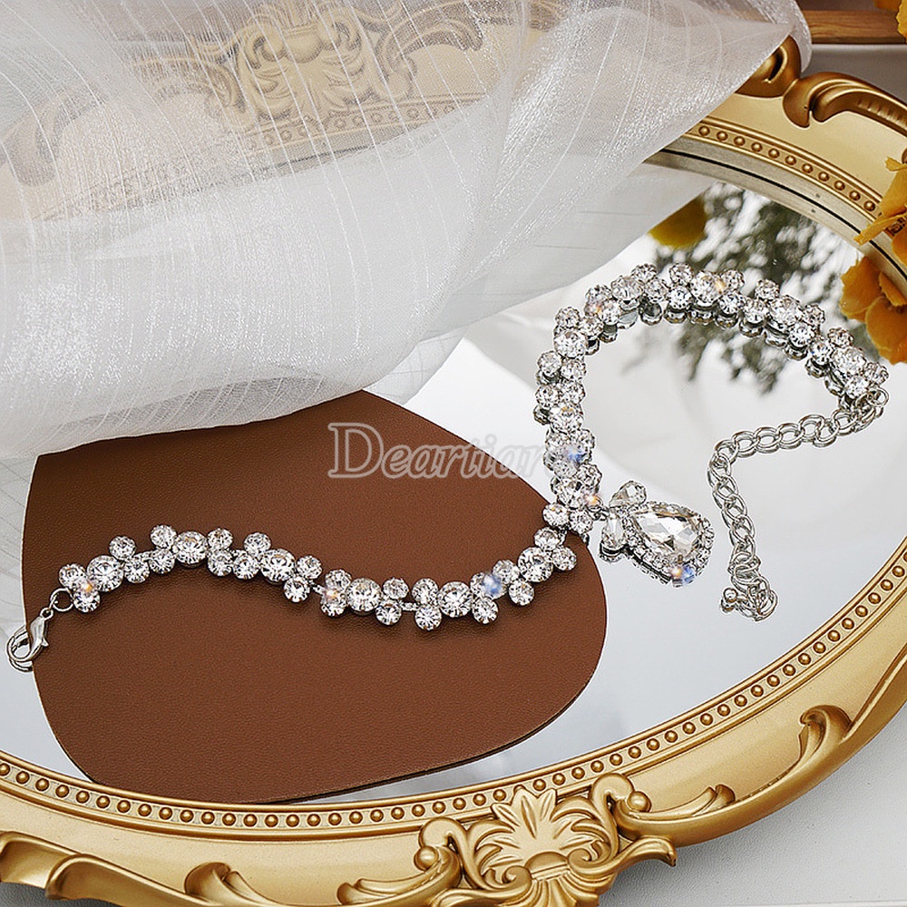 Vòng cổ Bạc Mặt Hình Giọt Nước Đính Đá Pha Lê Phong Cách Cổ Điển