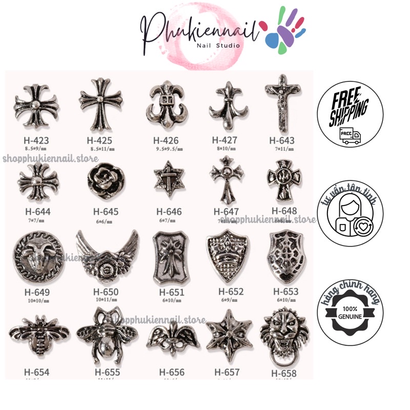 Charm Nail Chrome Siêu Xinh Charm Cổ Charm Sắt Thánh Giá Khiêng Chiến