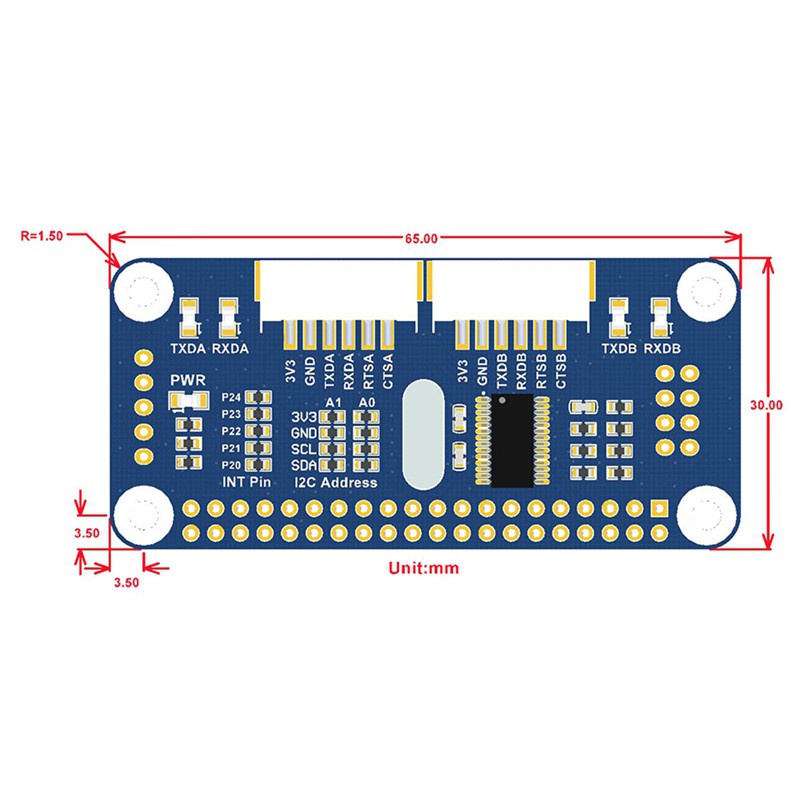 UART Serial Port ule HAT GPIO I/O for Raspberry Pi 3 4 Zero W H