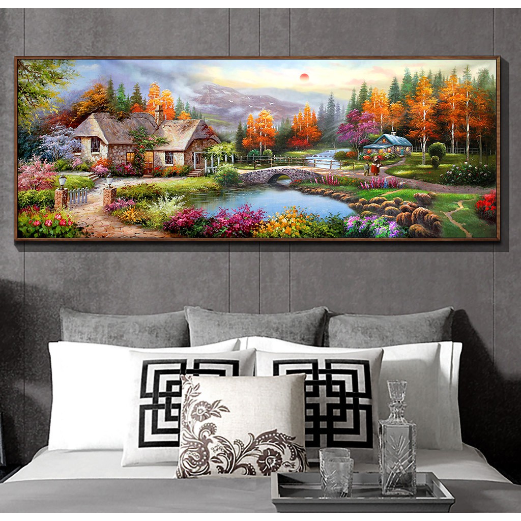 Tranh Treo Tường Canvas Phong Cảnh Nhà Cổ Châu Âu 100 x 40 cm TTT-0369 |  Shopee Việt Nam