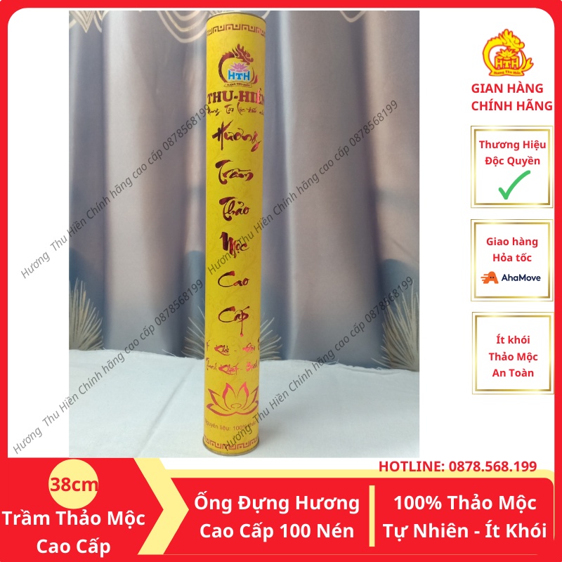 Hương Ống Thu Hiền, Hương Ống Trầm Thảo Mộc Cao Cấp, 100 Nén Lộc Trắng 38Cm