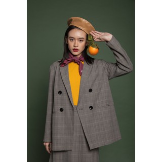 [Madelen] Blazer Kẻ Xám 4 Cúc