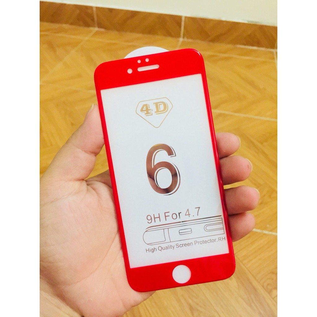 Kính cường lực 4D full màn màu cho Iphone 6/6s - Đỏ