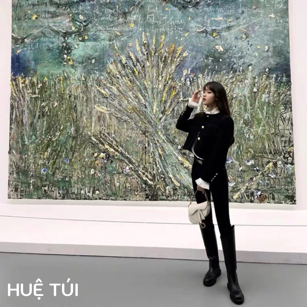 Túi yên ngựa chữ D màu trắng và đen chất liệu da cao cấp siêu đẹp phong cách hàn quốc TX07