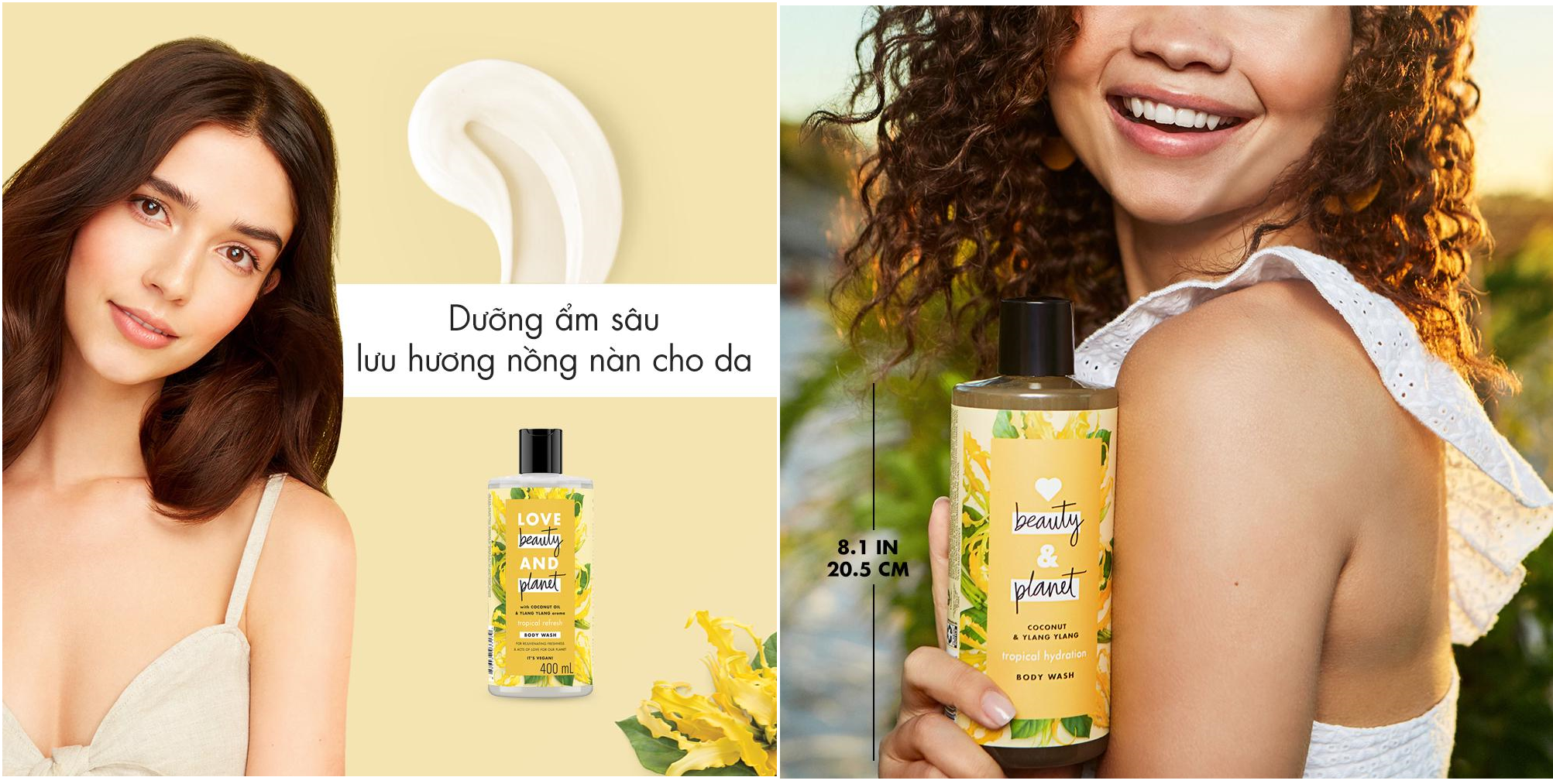 Sữa tắm dưỡng ẩm phụ hồi da khô Love Beauty And Planet tropical refresh