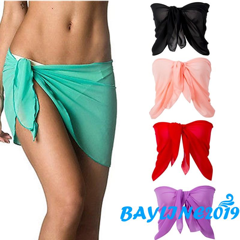 Khăn quấn bikini bằng voan màu trơn quyến rũ cho nữ