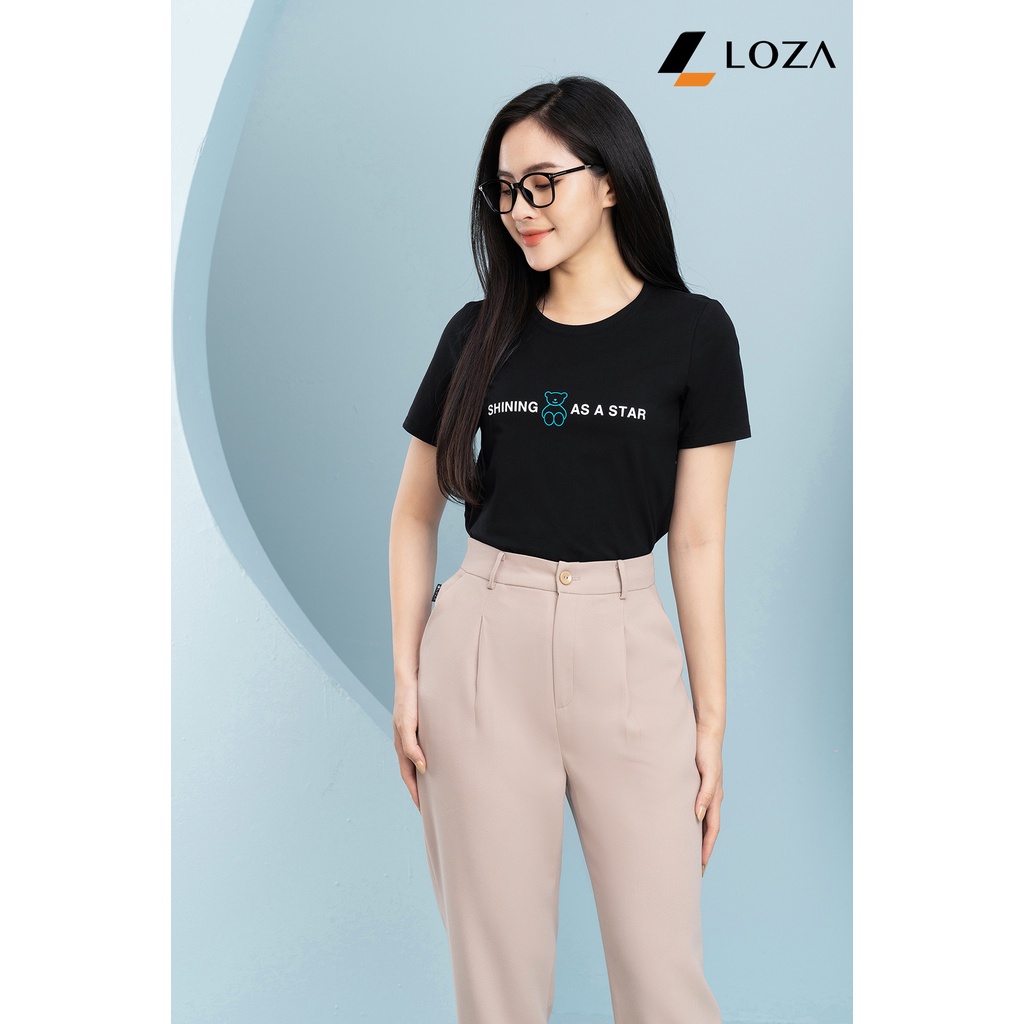 Áo phông in chữ Shining as a star chất liệu Cotton Compact form vừa LOZA - PT502066