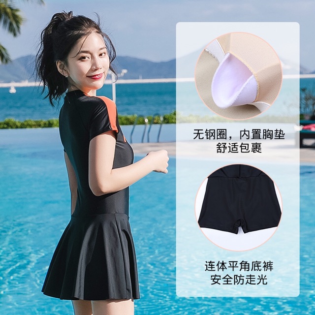 Áo váy bơi dài tay liền thân chống nắng kín đáo che bụng | BigBuy360 - bigbuy360.vn