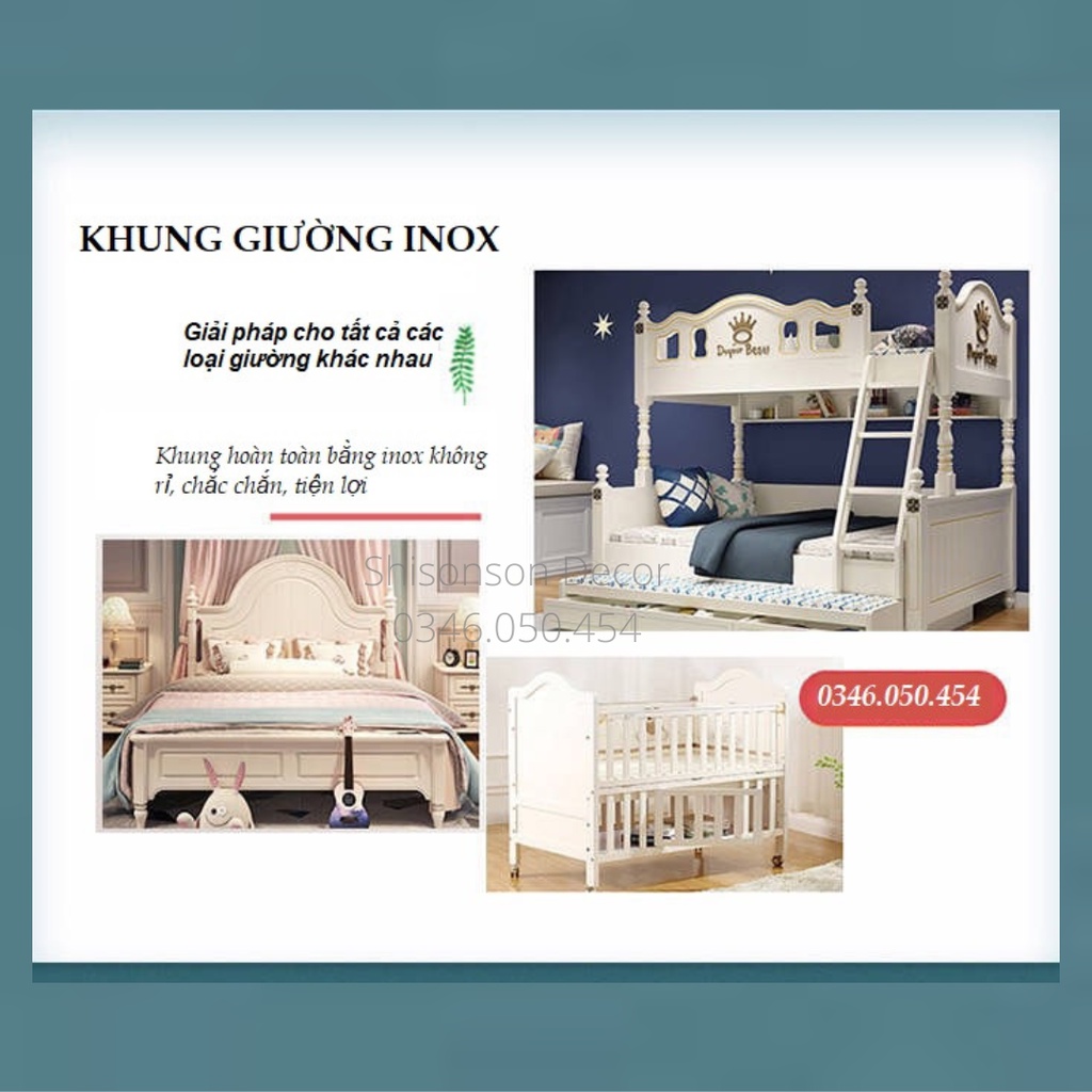 Khung giường tầng inox kích thước 80cm - 90cm