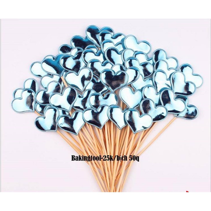 trang trí bánh tim phồng bóng (bịch 50que)