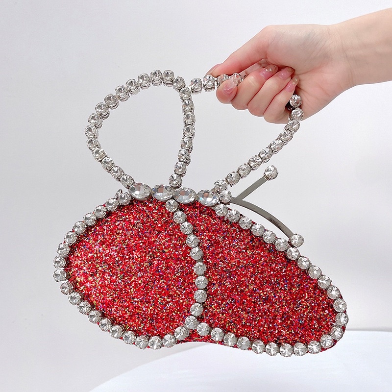 Túi clutch nữ dự tiệc cánh bướm đính viền đá độc đáo