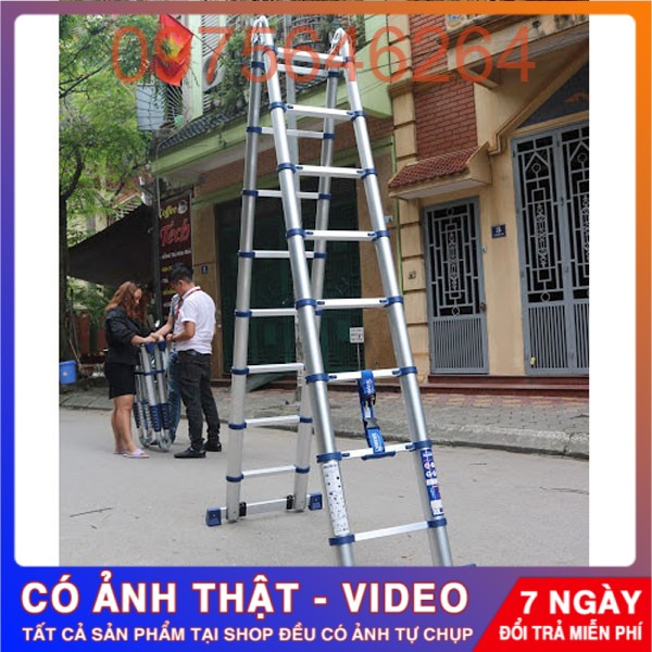 Thang Nhôm Rút Đôi 9 Bậc chữ A Nikawa NK-56AI-Pri 2.7m chữ A, 5.6m chữ I