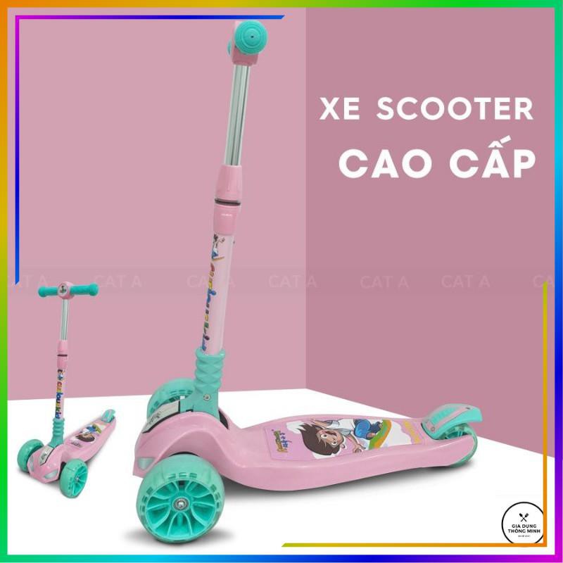 [HÀNG CHÍNH HÃNG] XE SCOOTER JC741 HÀNG XUẤT CAO CẤP - Bánh xe cao su có đèn phát sáng, gấp gọn, tải trọng cao !