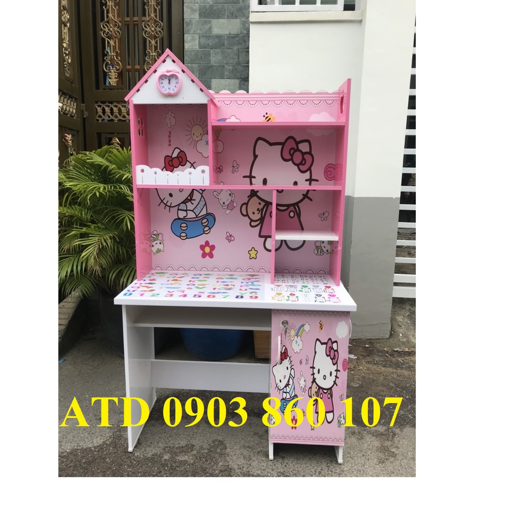 Bàn học sinh nhựa trẻ em in 3d kitty siêu đẹp cho bé gái có mẫu doremon bé trai tphcm bình dương